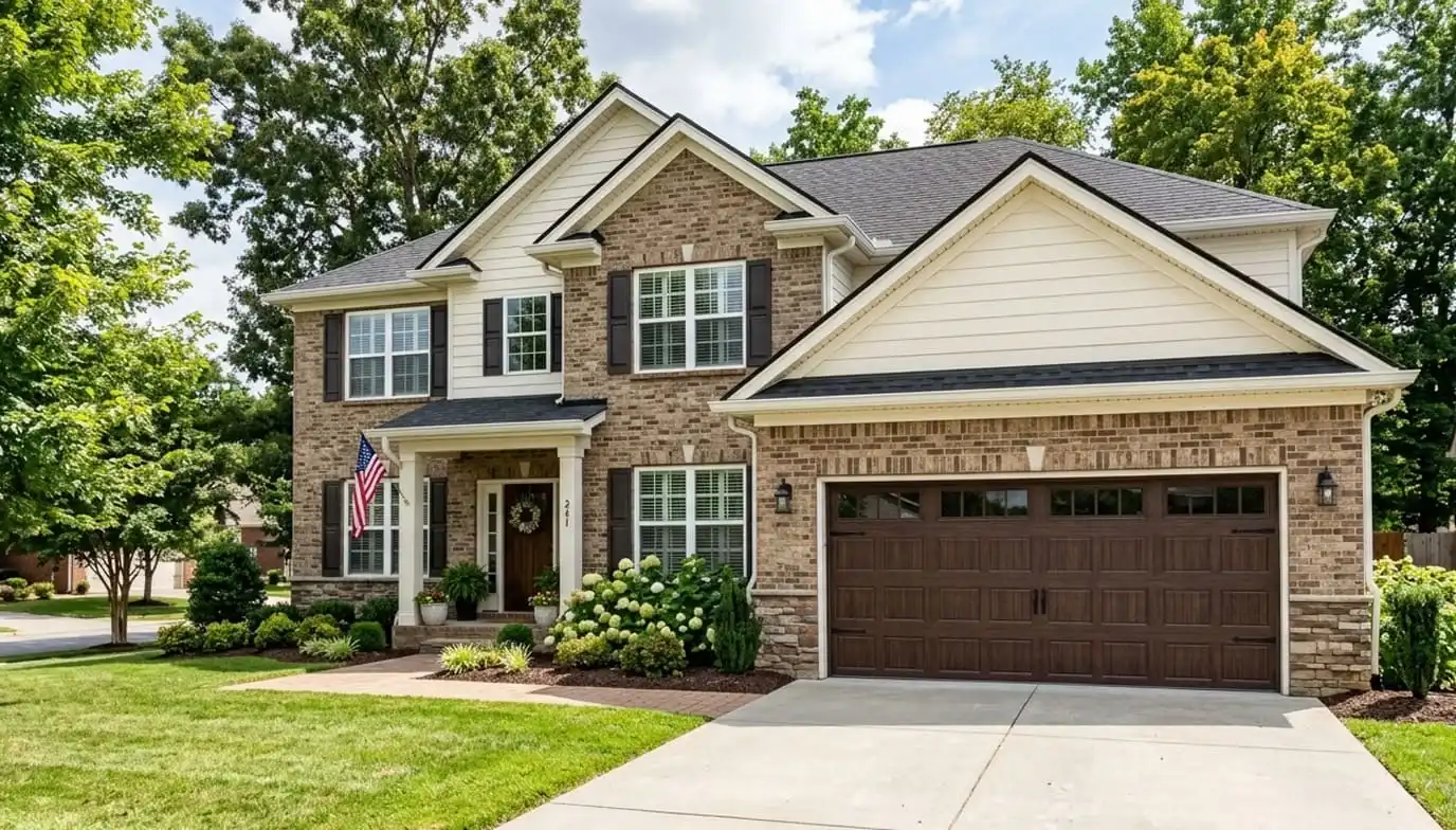 Beautiful residential home in Smyrna Tennessee with well-maintained garage door