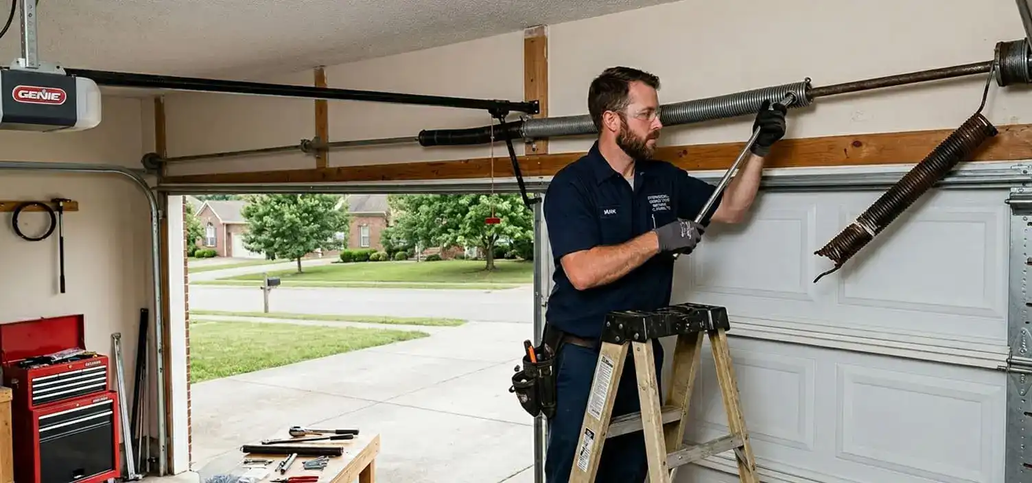 Broken torsion spring replacement on a La Vergne Tennessee residential garage door