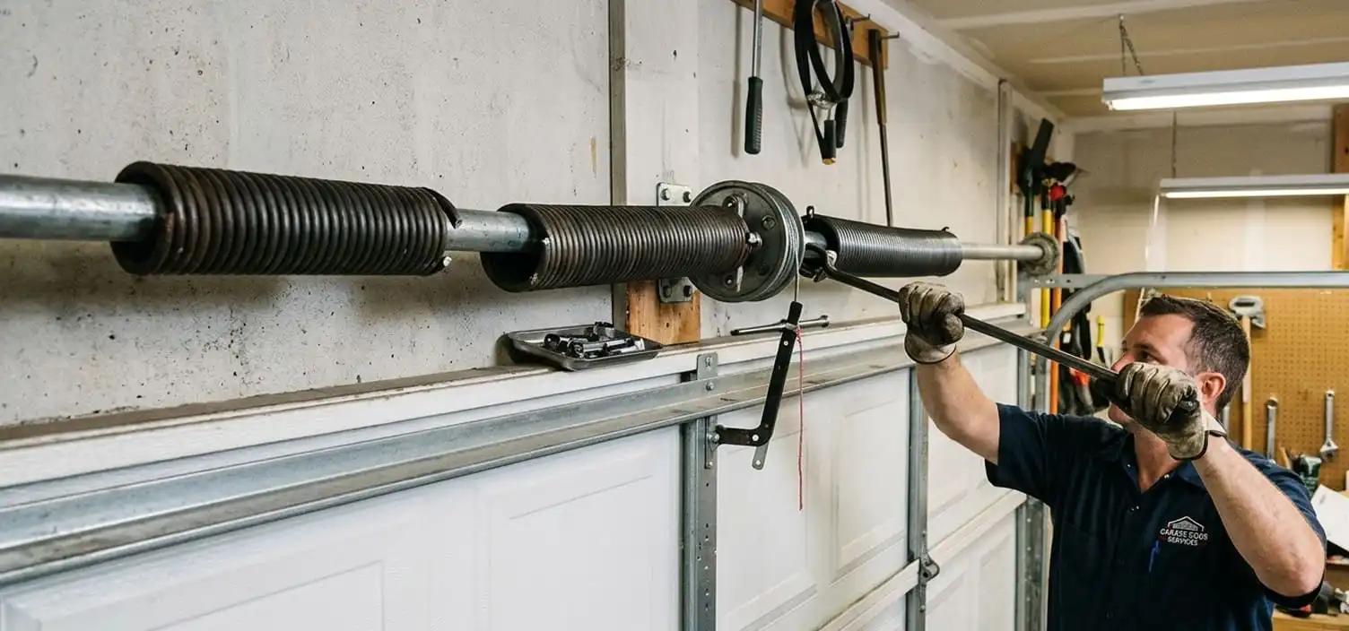 Broken torsion spring replacement on residential garage door in Smyrna TN