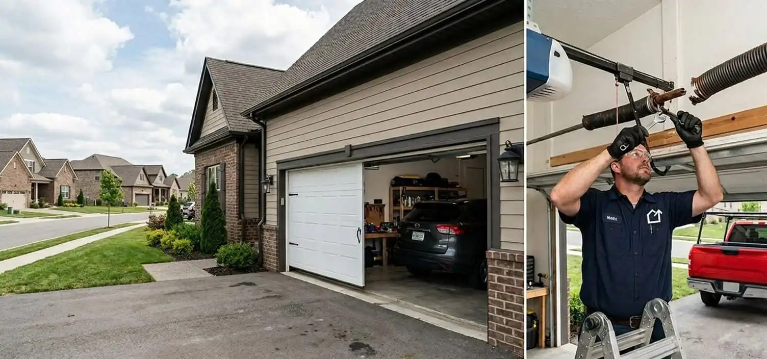 Newer Nolensville subdivision home in Bent Creek or Burkitt Village with builder-grade garage door springs now entering their first major service window