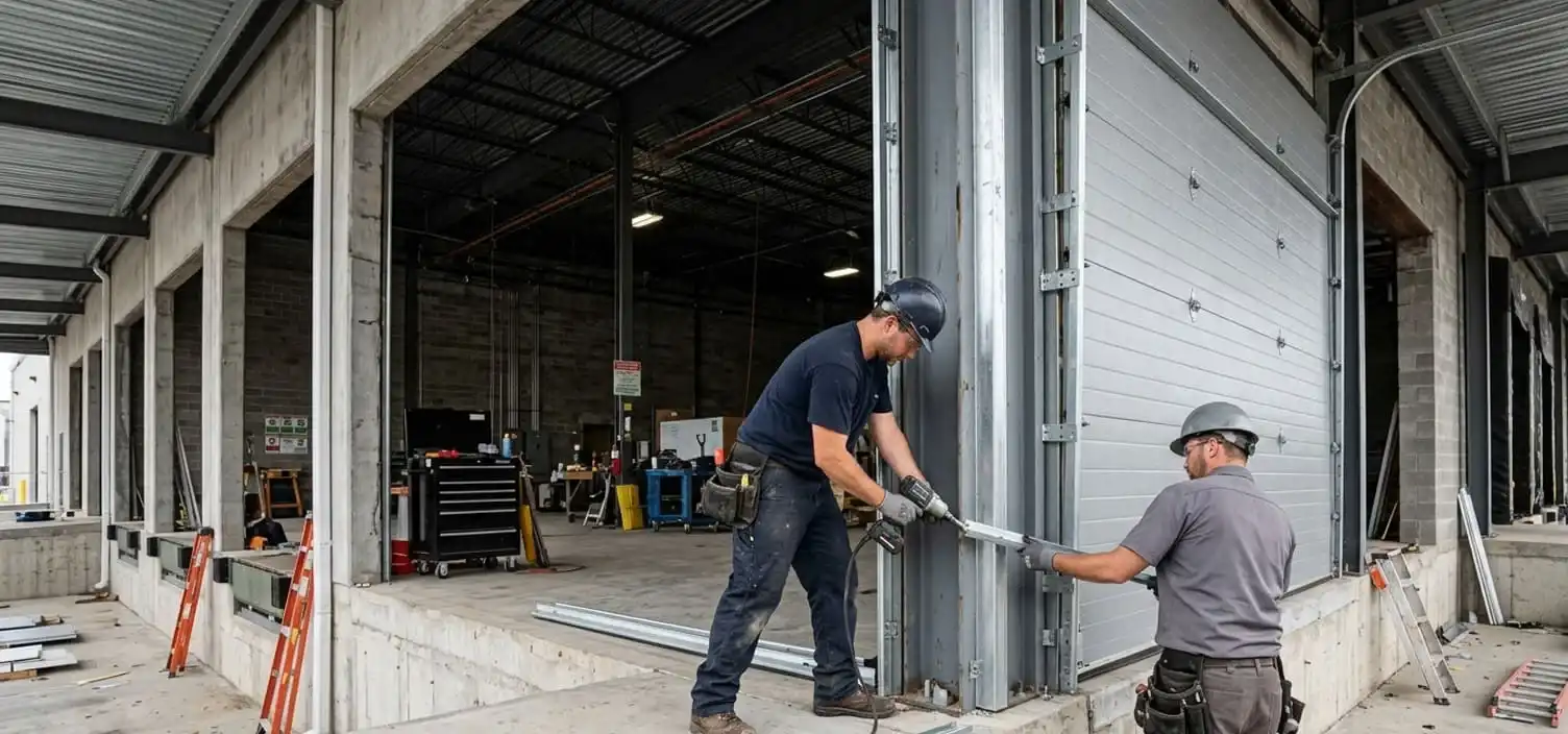 Commercial overhead garage door installed at a Franklin Tennessee warehouse loading dock