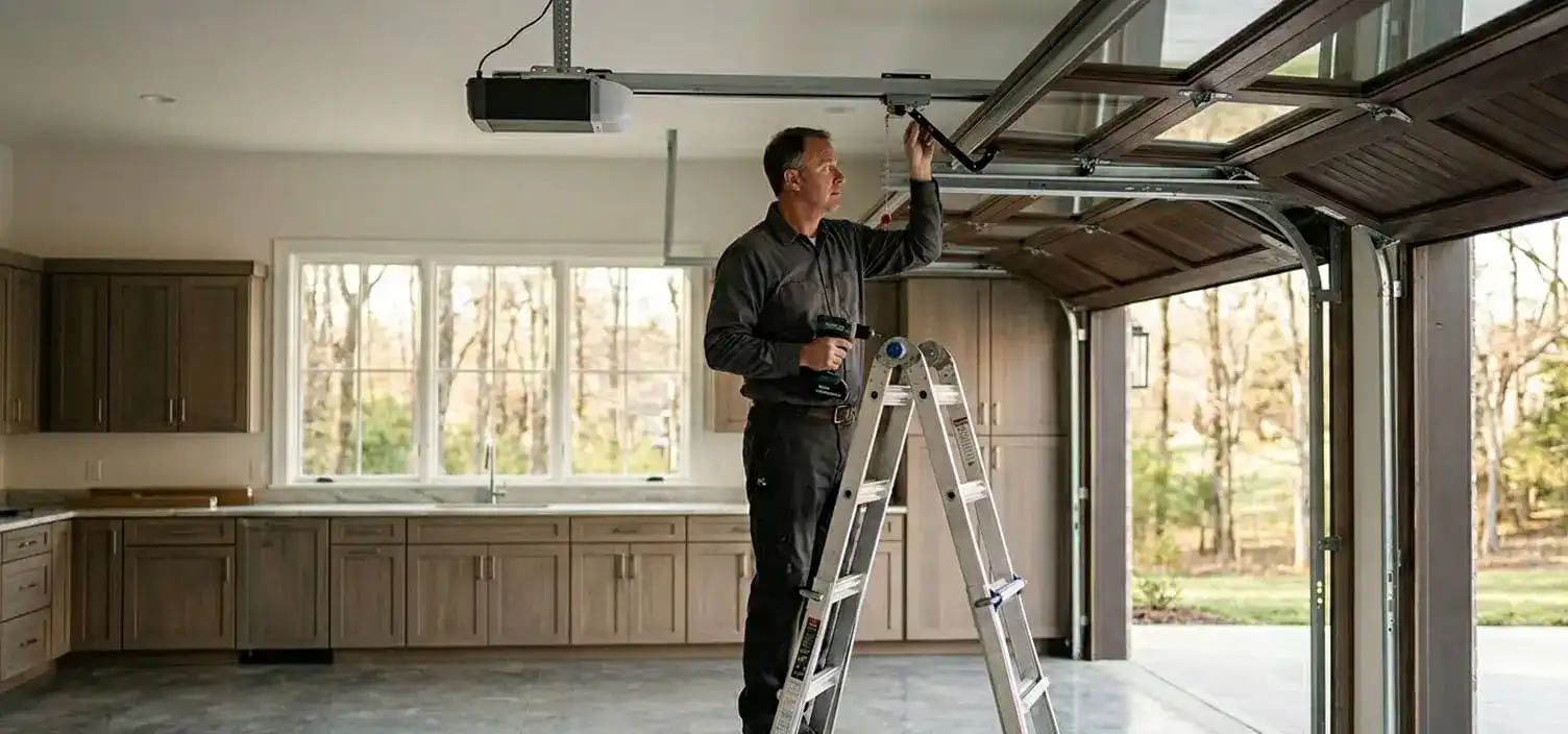 Direct drive garage door opener installed at a premium custom Franklin Tennessee home for the quietest possible operation