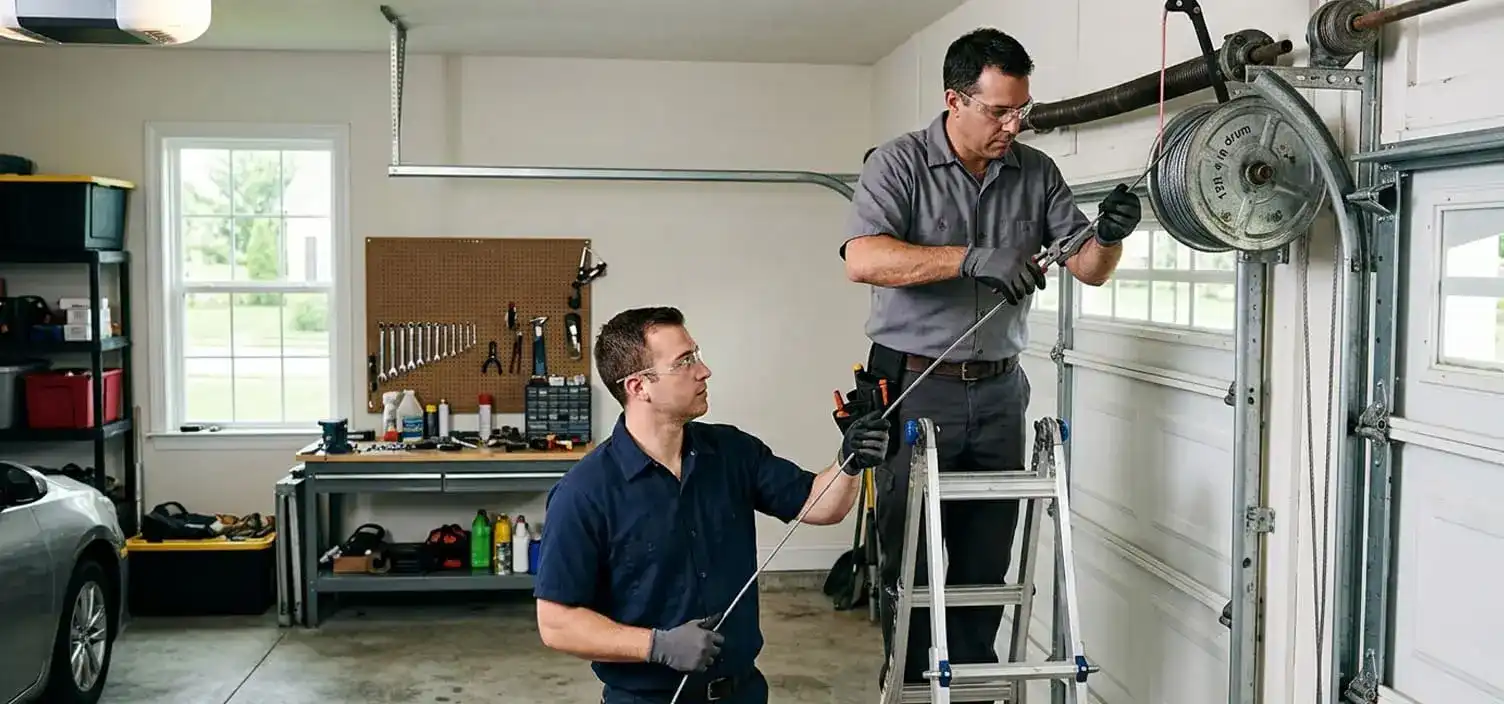 Garage door lift cable drum and cable repair in Franklin Tennessee
