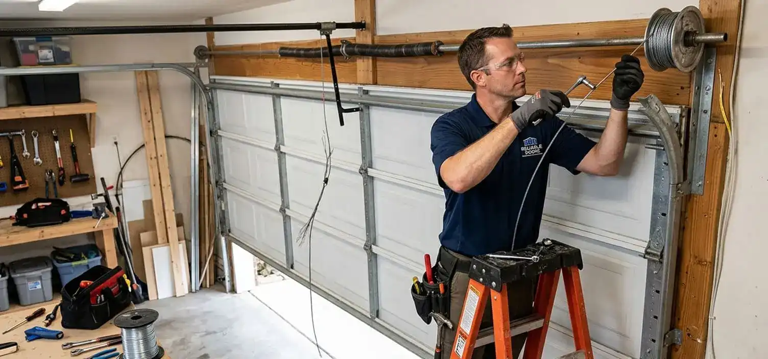 Garage door lift cable repair and replacement at a Brentwood Tennessee home