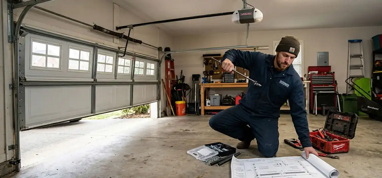 Garage door only opening a few inches before stopping at a Franklin Tennessee home due to a broken spring