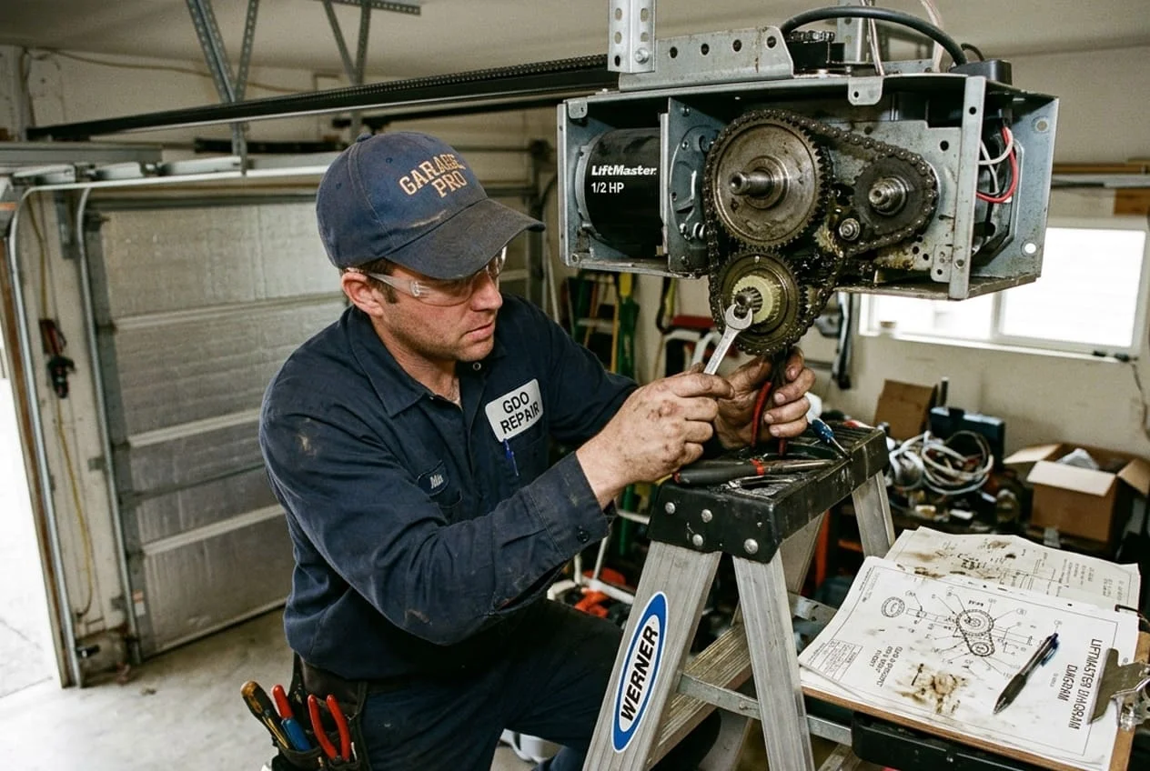 Garage door opener gear and sprocket repair