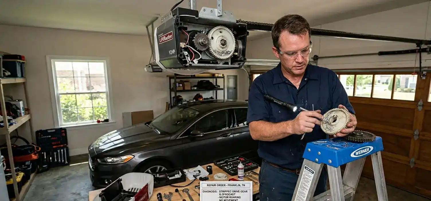 Garage door remote not working while wall button still functions at a Franklin Tennessee home — radio receiver diagnosis