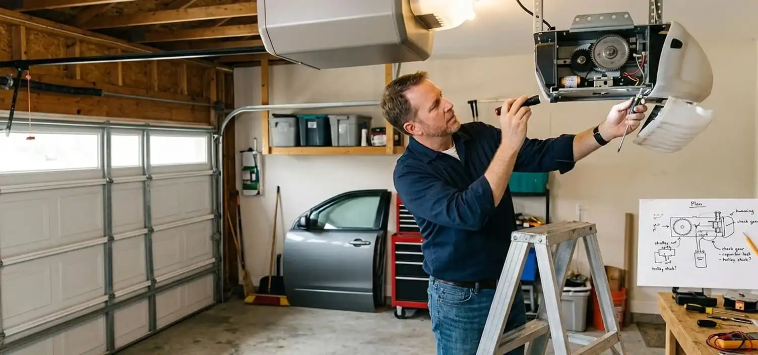 Garage door opener that hums but does not move the door at a Franklin Tennessee home — a common residential symptom needing diagnosis