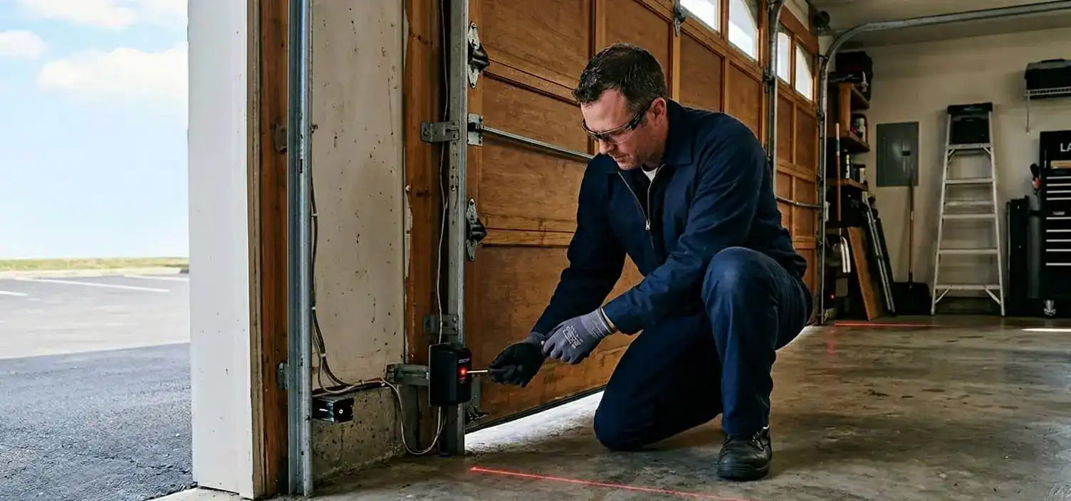 Garage door photo eye safety sensor alignment and repair in La Vergne TN