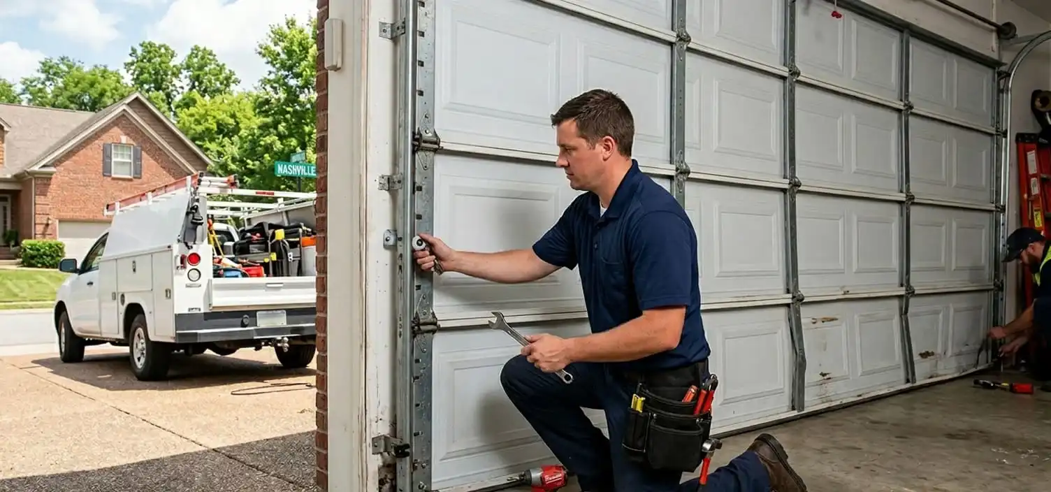 Garage door roller replacement and panel repair Nashville Tennessee