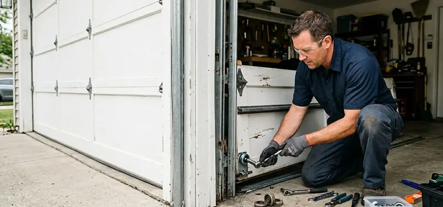 Garage door roller replacement and panel repair service in La Vergne Tennessee
