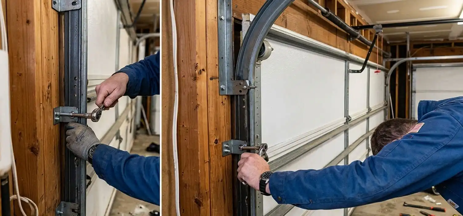 Garage door track repair and realignment in Smyrna Tennessee