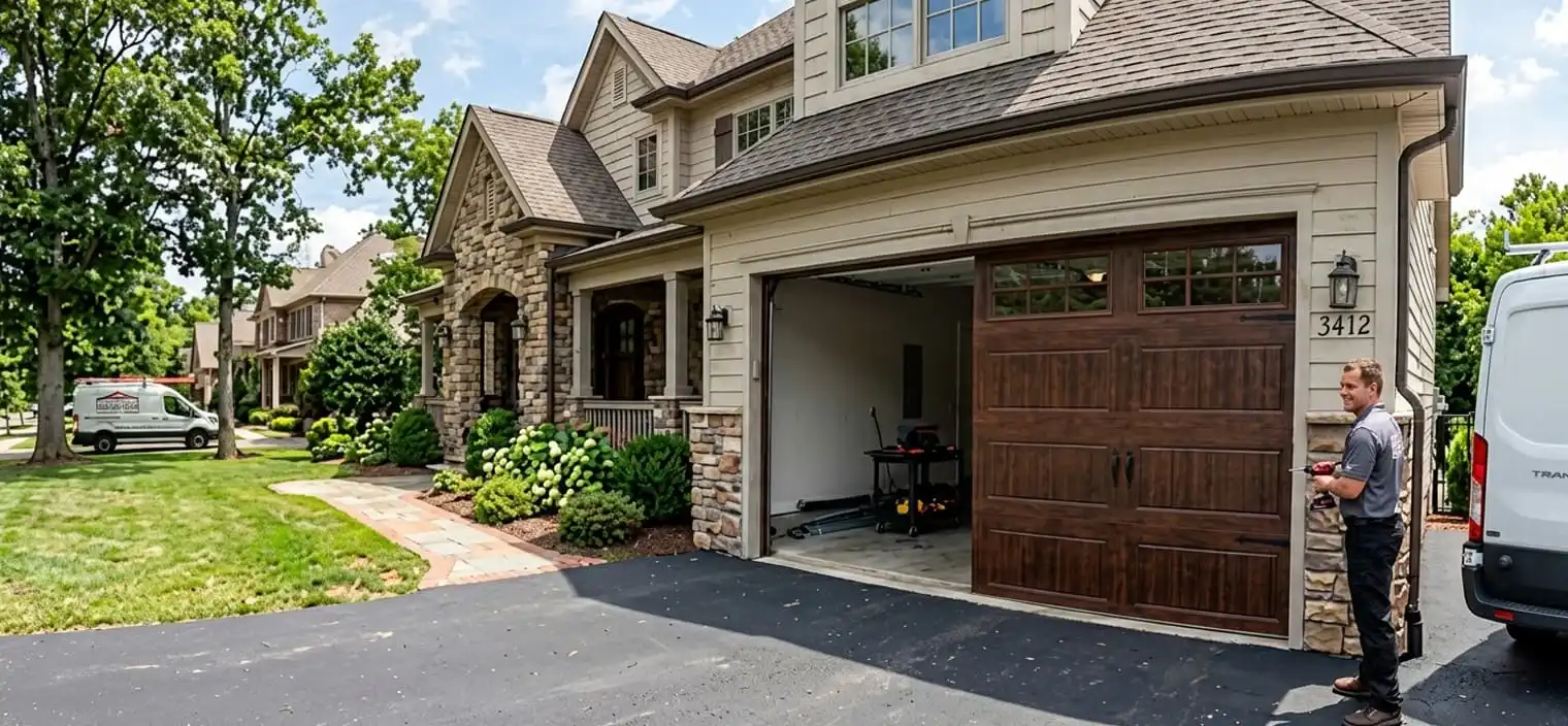 New garage door replacement installation completed at a Franklin, Tennessee home