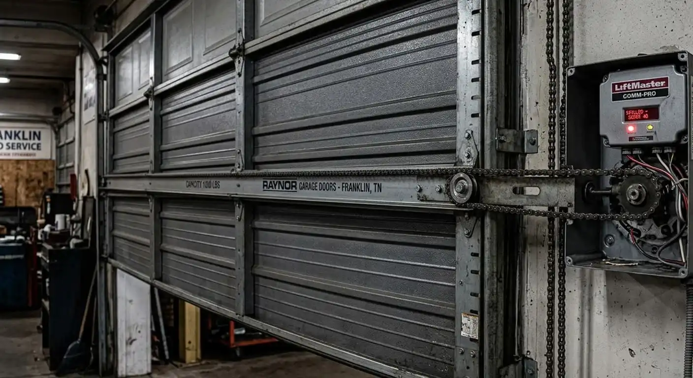Retail bay garage door operator stalled and unable to open at a Franklin, Tennessee business