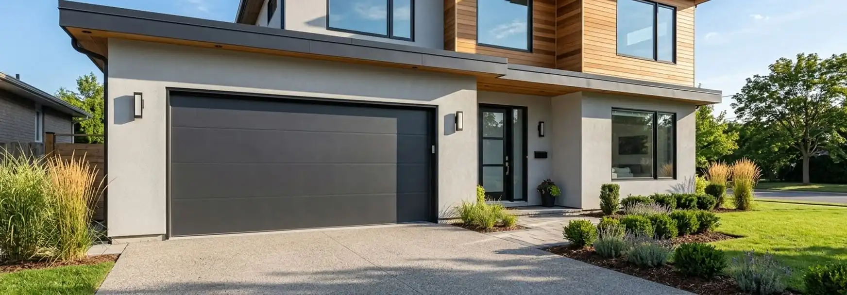 Roll-up garage door on a residential property
