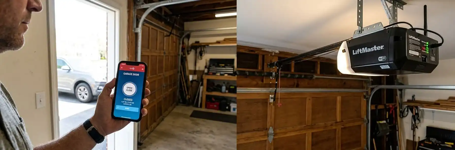 Smart WiFi garage door opener with smartphone app connectivity