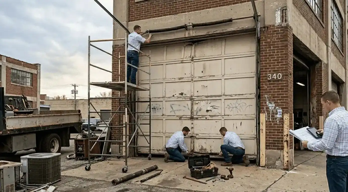 commercial garage door before replacement murfreesboro tn