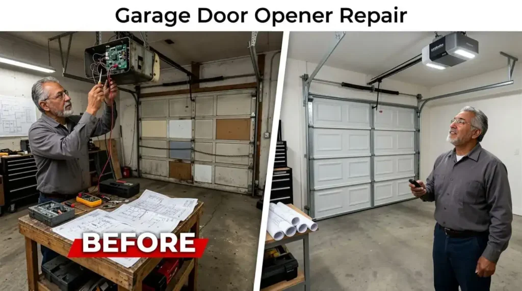 Emergency garage door opener repair before and after service in Murfreesboro TN
