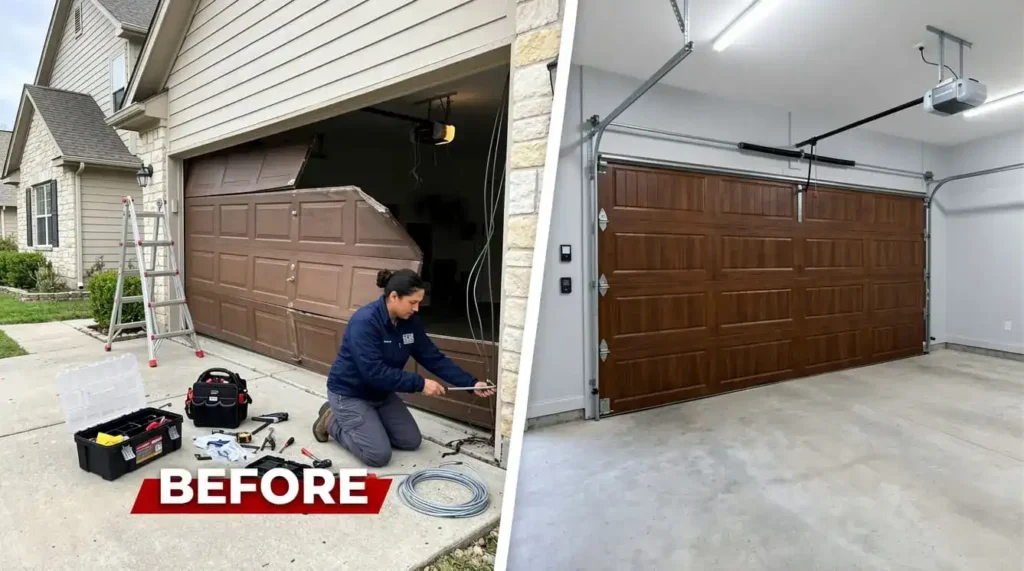 Garage door opener repair before and after service in Murfreesboro TN