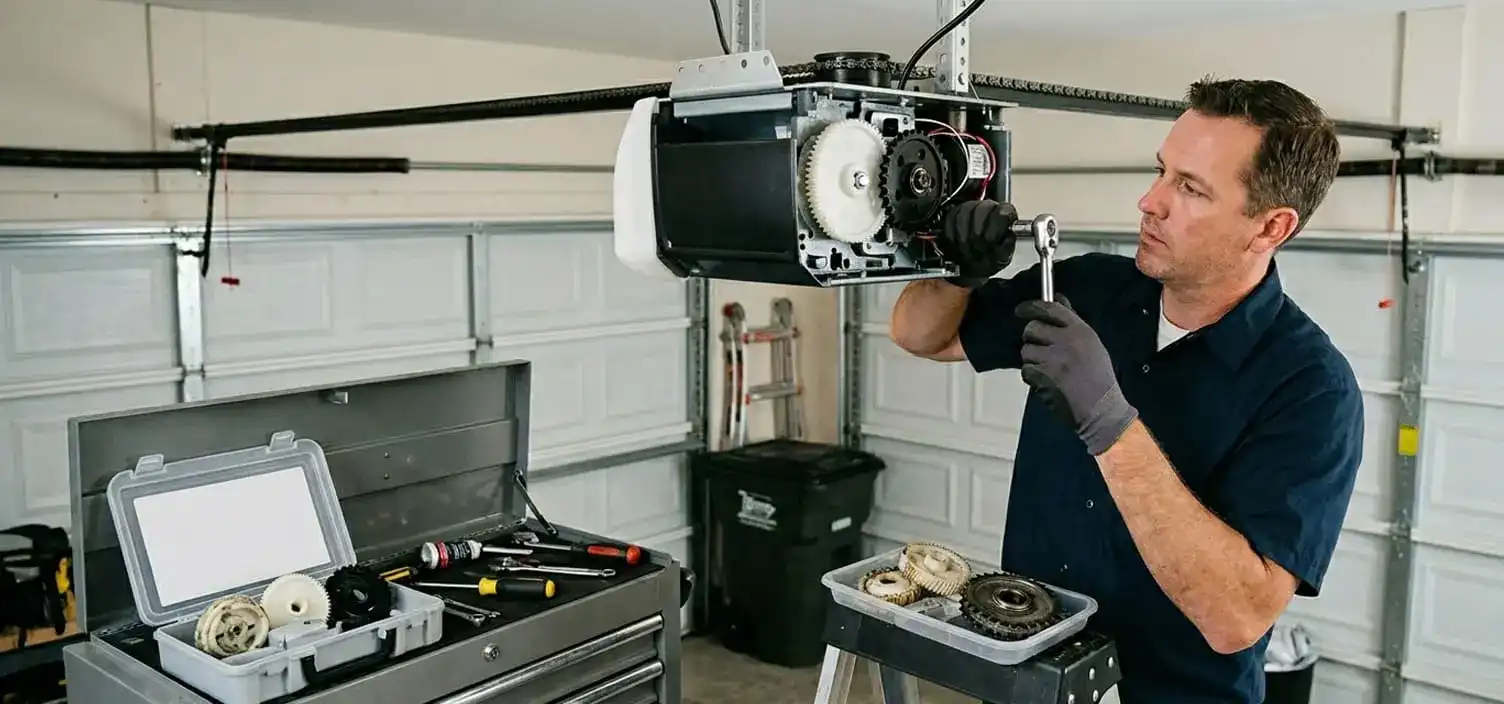 LiftMaster garage door opener repair in La Vergne TN — gear and sprocket replacement