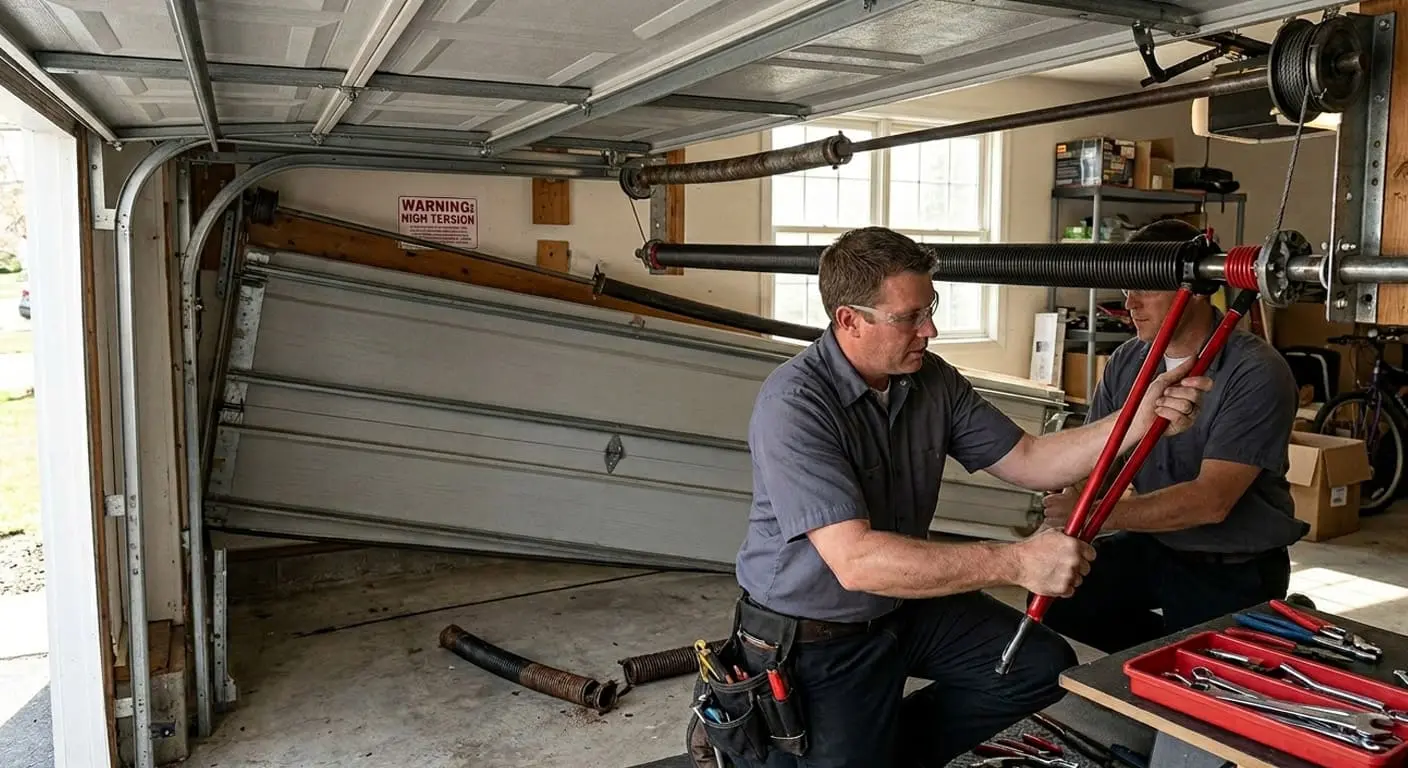 Garage door spring repair service by licensed technician in Franklin Tennessee