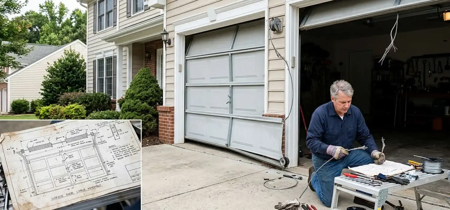 Franklin Tennessee Williamson County residential home with garage door affected by a worn or snapped lift cable