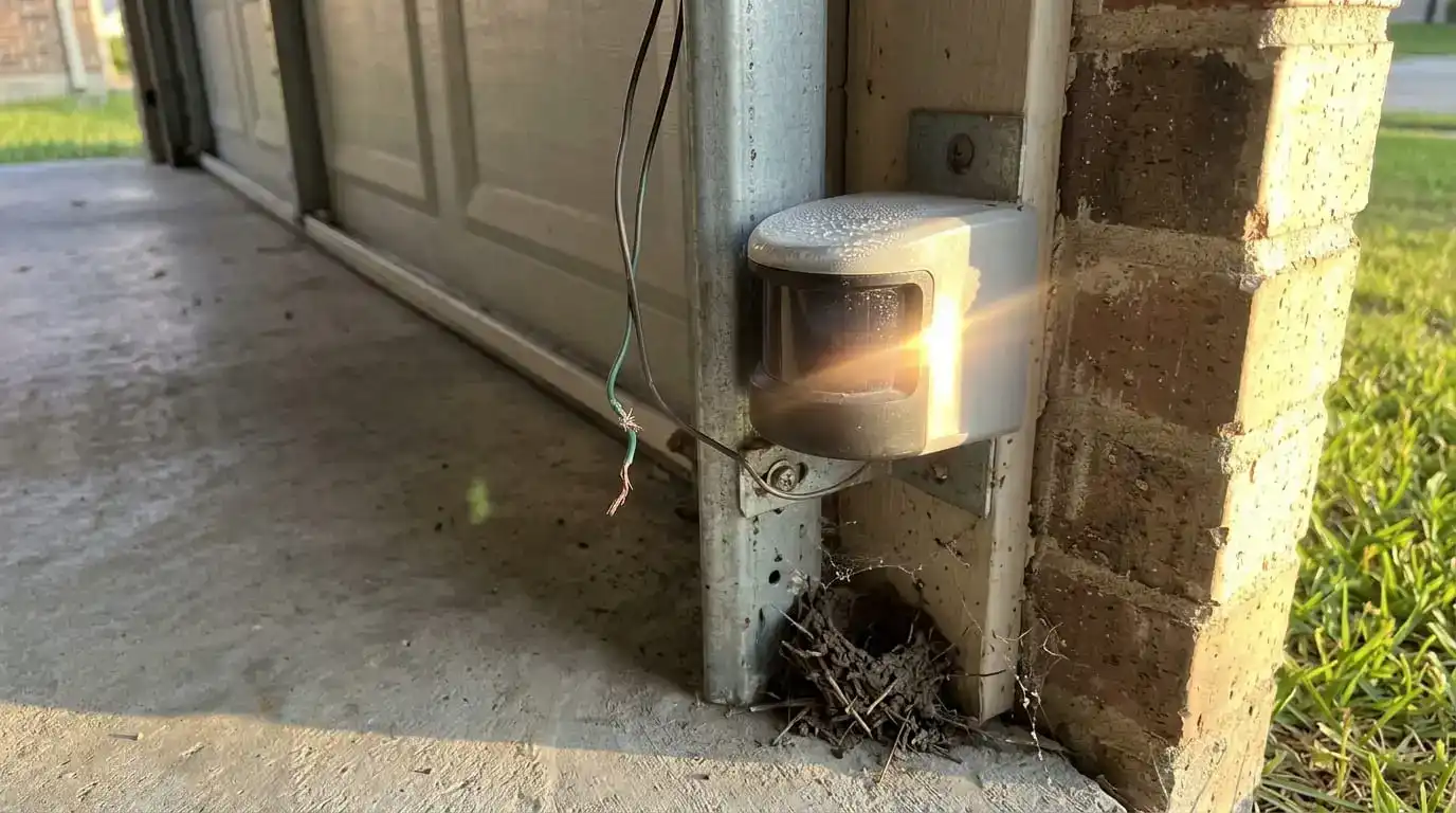 Misaligned garage door sensor causing a false reversal