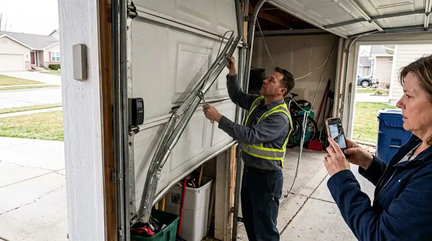 Garage door bent track inspection in Murfreesboro TN